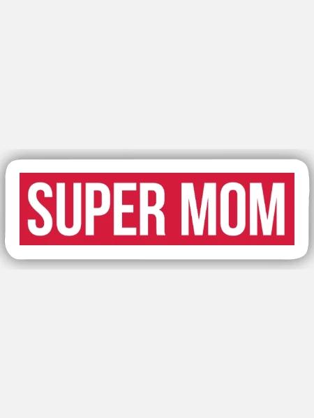 SUPER MOM - Sticker Größe S (10 x 10 cm) - Mattweiß