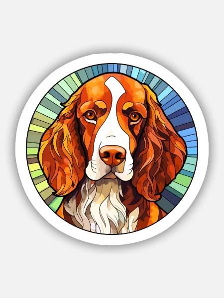 Welsh Springer Spaniel Hunderasse Buntglas Col - Sticker Größe S (10 x 10 cm) - Mattweiß