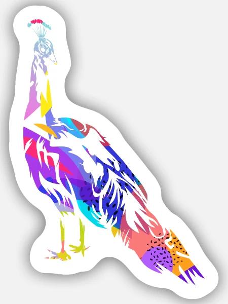 Stolzierender Pfau Federschmuck - Sticker Größe S (10 x 10 cm) - Mattweiß