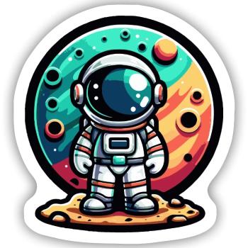 Kleiner Astronaut – Zwei Welten - Sticker Größe S (10 x 10 cm) - Mattweiß - Vorne