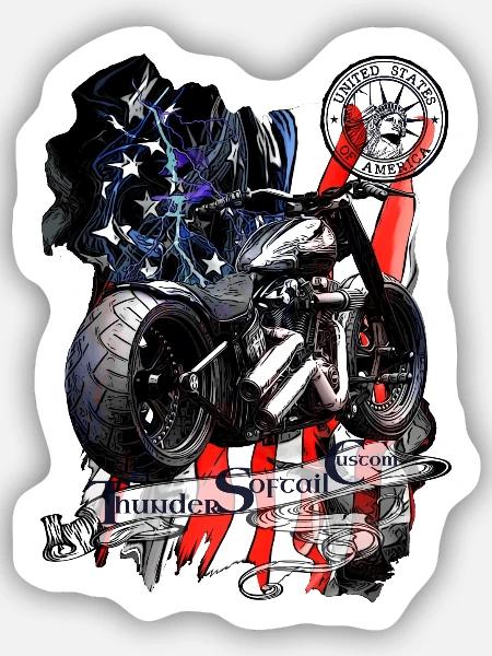 Patriotisches Motorradkunst - Sticker Größe S (10 x 10 cm) - Mattweiß