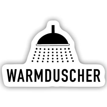 Warmduscher - Spruch mit Dusche - Sticker Größe S (10 x 10 cm) - Mattweiß - Vorne