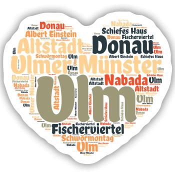 Ulm Donau Herz - Sticker Größe S (10 x 10 cm) - Mattweiß - Vorne