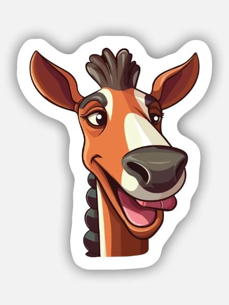 okapi Karikatur Kawaii Aquarell Illustration - Sticker Größe S (10 x 10 cm) - Mattweiß