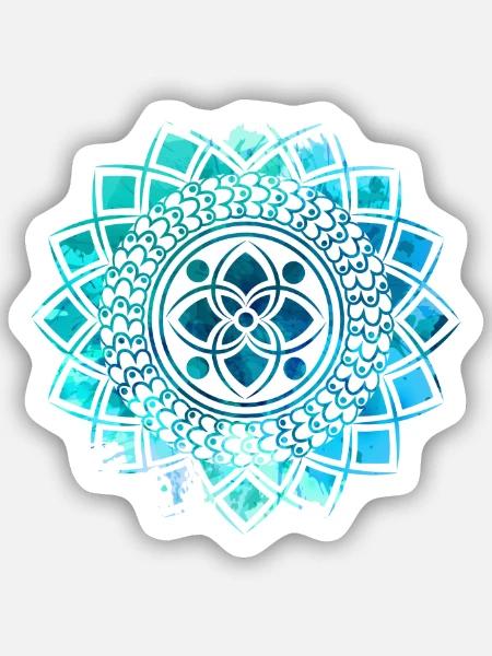 Mandala - Blau - Sticker Größe S (10 x 10 cm) - Mattweiß
