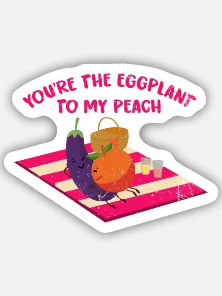 Verliebte Aubergine Strandurlaub - Sticker Größe S (10 x 10 cm) - Mattweiß