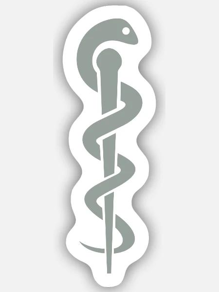 Aesculapstab Schlange - Sticker Größe S (10 x 10 cm) - Mattweiß