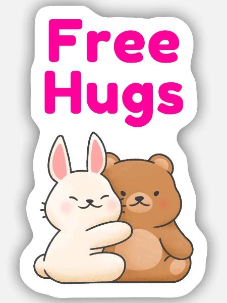 Free Hugs - Sticker Größe S (10 x 10 cm) - Mattweiß