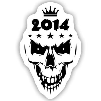 2014 Totenkopf - Sticker Größe S (10 x 10 cm) - Mattweiß - Vorne