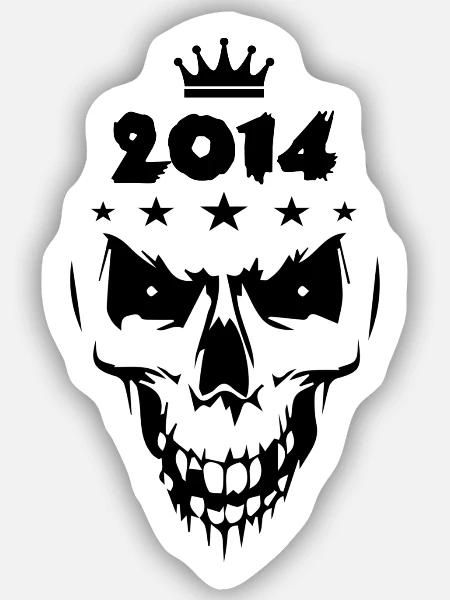 2014 Totenkopf - Sticker Größe S (10 x 10 cm) - Mattweiß