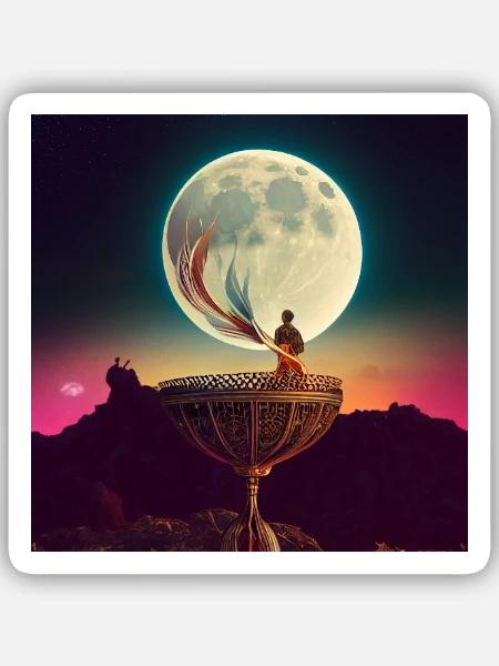 Der Mond - Sticker Größe S (10 x 10 cm) - Mattweiß