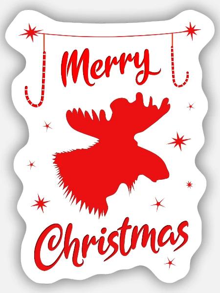 Elch Frohe Weihnachten Rentier Hirsch - Sticker Größe S (10 x 10 cm) - Mattweiß
