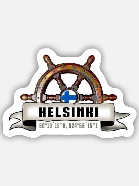 Helsinki Ruori - Marine Textilien und Geschenke - Sticker Größe S (10 x 10 cm) - Mattweiß