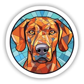 Rhodesian Ridgeback Hunderasse buntes Aquarell - Sticker Größe S (10 x 10 cm) - Mattweiß - Vorne