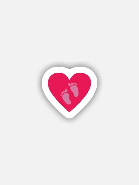 Babyfüße Babyherz Babyfuß Babysteps - Sticker Größe S (10 x 10 cm) - Mattweiß