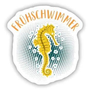 Frühschwimmer Seepferdchen Bestanden Abzeichen - Sticker Größe S (10 x 10 cm) - Mattweiß - Vorne