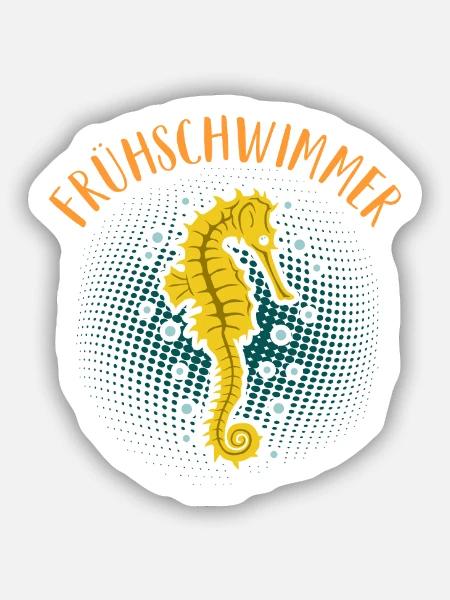 Frühschwimmer Seepferdchen Bestanden Abzeichen - Sticker Größe S (10 x 10 cm) - Mattweiß