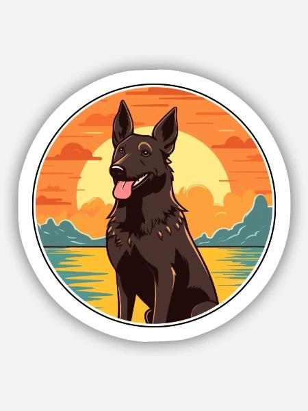 Holländisch Schäferhund Rasse Cartoon Kawaii Clipart - Sticker Größe S (10 x 10 cm) - Mattweiß