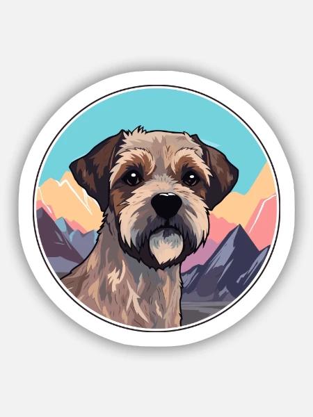 Border Terrier Hunderasse Cartoon Kawaii Aquarell - Sticker Größe S (10 x 10 cm) - Mattweiß
