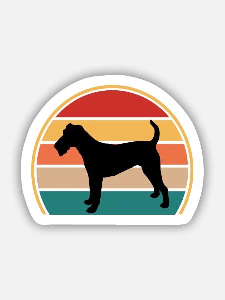Irish Terrier Hundeliebhaber Silhouette Vintage Sonnenuntergang - Sticker Größe S (10 x 10 cm) - Mattweiß