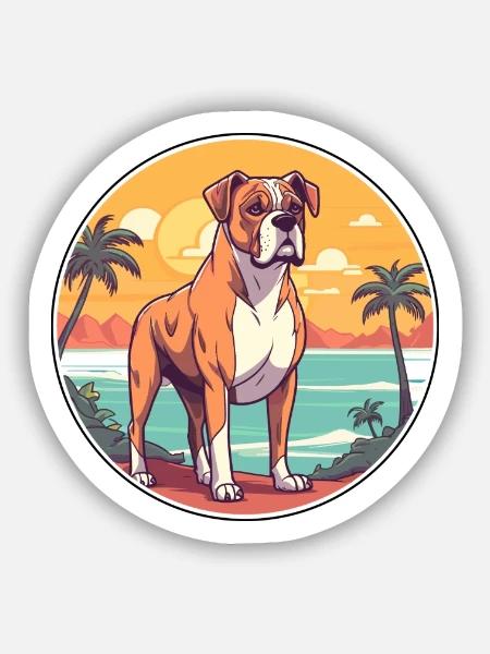 Bull Boxer Hund Rasse Cartoon Kawaii Clipart Hund - Sticker Größe S (10 x 10 cm) - Mattweiß