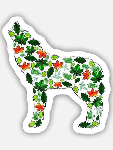 Blattwolf - Sticker Größe S (10 x 10 cm) - Mattweiß
