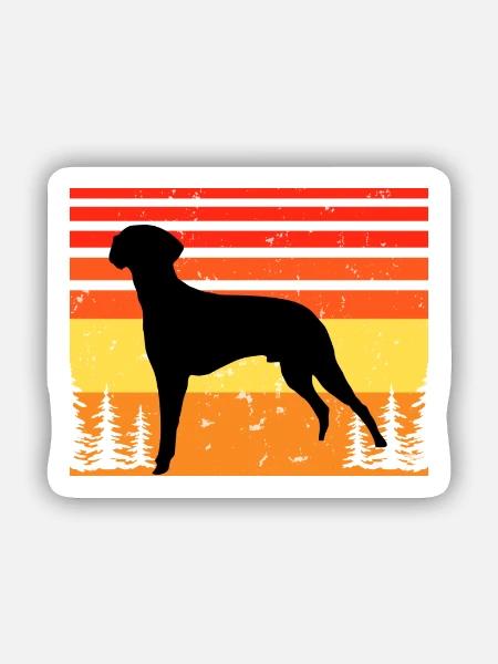 Braque Francais Hund Liebe Silhouette Vintage Sonnenuntergang - Sticker Größe S (10 x 10 cm) - Mattweiß