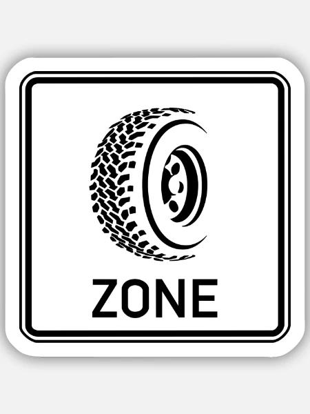 Zone Off Road Schild - Sticker Größe S (10 x 10 cm) - Mattweiß