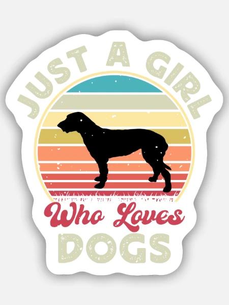 Irischer Wolfshund Hund Liebe Silhouette Vintage Sonnenuntergang - Sticker Größe S (10 x 10 cm) - Mattweiß