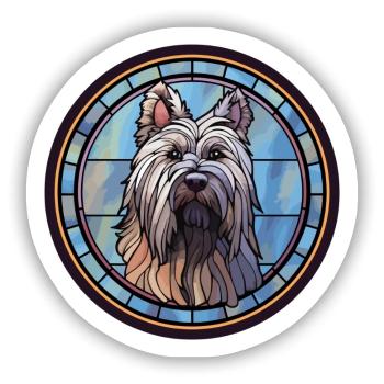 Skye Terrier Hunderasse Buntes Glas - Sticker Größe S (10 x 10 cm) - Mattweiß - Vorne
