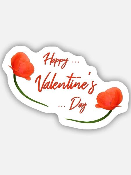 valentines day poppy - Sticker Größe S (10 x 10 cm) - Mattweiß
