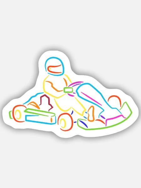 Go-Kart Go Karts bunt Motorsport Kart Rennen - Sticker Größe S (10 x 10 cm) - Mattweiß