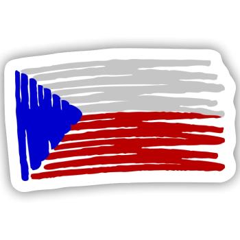 Tschechien Flag Flagge Painted gemalt - Sticker Größe S (10 x 10 cm) - Mattweiß - Vorne