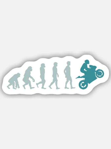 Evolution Motorrad fahren - Sticker Größe S (10 x 10 cm) - Mattweiß