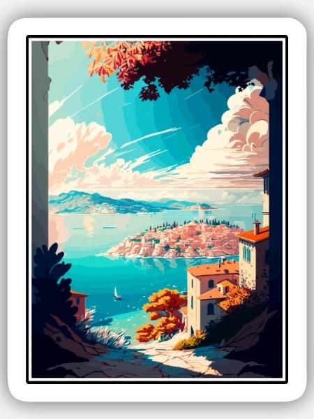 Split Kroatien Vintage Reiseposter WPA Souvenir - Sticker Größe S (10 x 10 cm) - Mattweiß