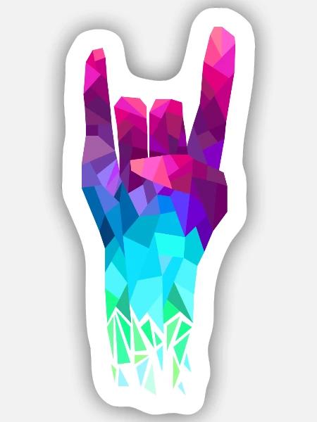 Geometric Rock Hand Handzeichen Rock n Roll - Sticker Größe S (10 x 10 cm) - Mattweiß