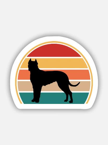 Cordoba Kampfhund Liebhaber Silhouette Retro Sonnenuntergang - Sticker Größe S (10 x 10 cm) - Mattweiß