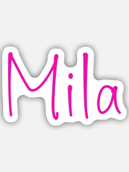 Mila Neon Script - Sticker Größe S (10 x 10 cm) - Mattweiß