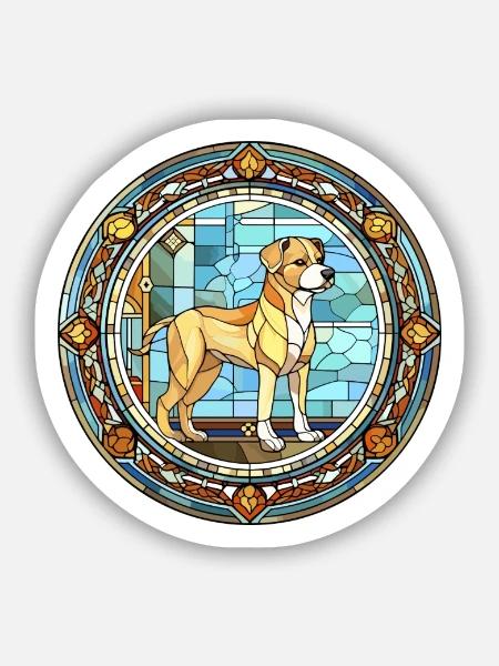 Chinesische kaiserliche Hunderasse Buntglas - Sticker Größe S (10 x 10 cm) - Mattweiß