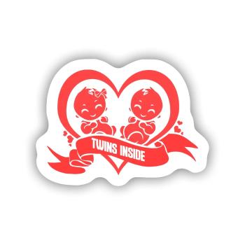 Twins Inside Schwangerschaft Zwillinge Schwanger - Sticker Größe S (10 x 10 cm) - Mattweiß - Vorne