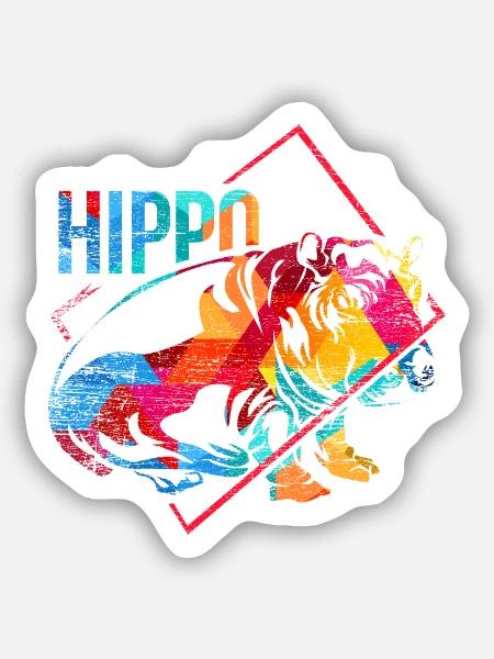 Massives Nilpferd Flusspferd - Sticker Größe S (10 x 10 cm) - Mattweiß