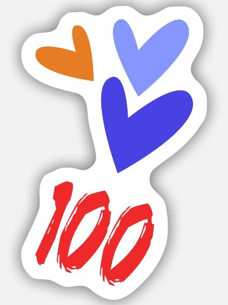 100. 100 JAHRE. 100-jähriges JUBILÄUM. GEBURTSTAG 100 - Sticker Größe S (10 x 10 cm) - Mattweiß