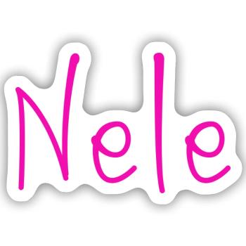 Nele Neon Schrift - Sticker Größe S (10 x 10 cm) - Mattweiß - Vorne
