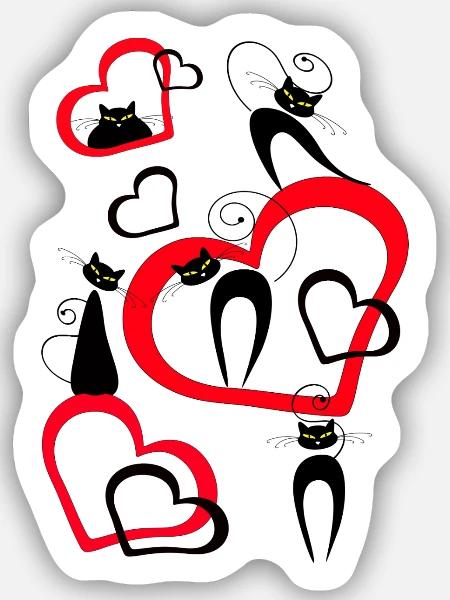 Katzen - Sticker Größe S (10 x 10 cm) - Mattweiß