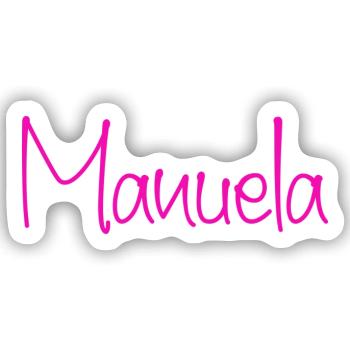 Manuela Handschrift Neon Pink - Sticker Größe S (10 x 10 cm) - Mattweiß - Vorne
