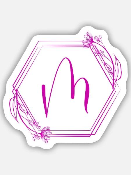 Monogramm M im Hexagonrahmen - Sticker Größe S (10 x 10 cm) - Mattweiß