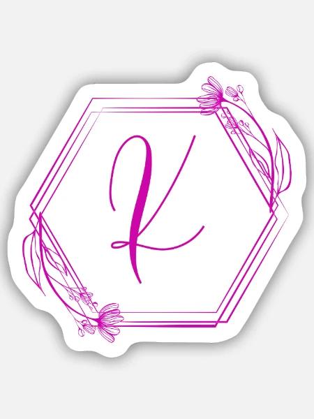 K Monogramm Florale Geometrie - Sticker Größe S (10 x 10 cm) - Mattweiß