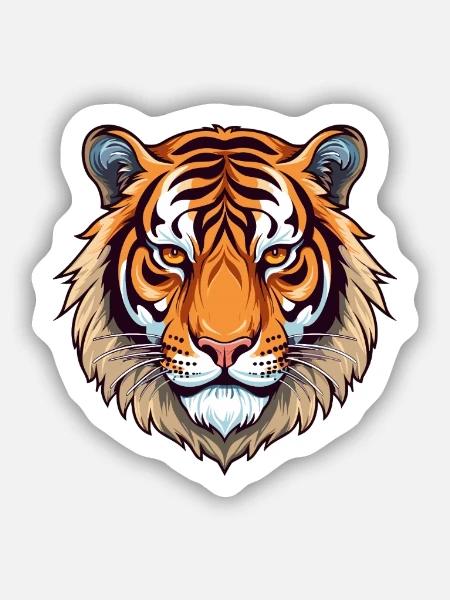 Tiger Buntes Aquarell Cartoon Kawaii Tier - Sticker Größe S (10 x 10 cm) - Mattweiß