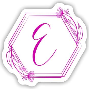 E-Monogramm im Blütenrahmen - Sticker Größe S (10 x 10 cm) - Mattweiß - Vorne