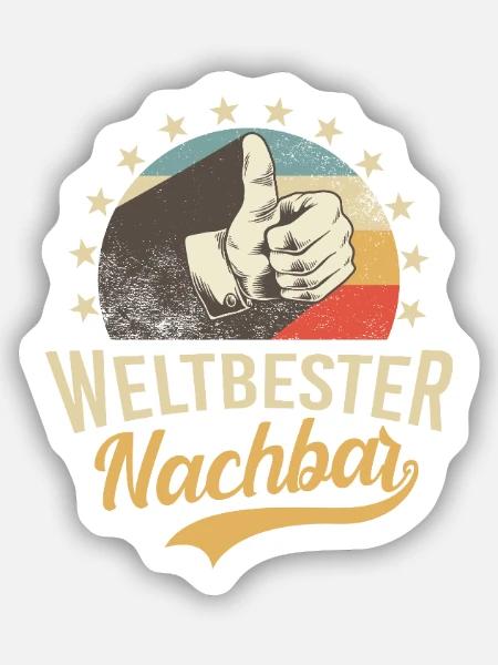 Weltbester Nachbar Geschenkidee vintage retro - Sticker Größe S (10 x 10 cm) - Mattweiß